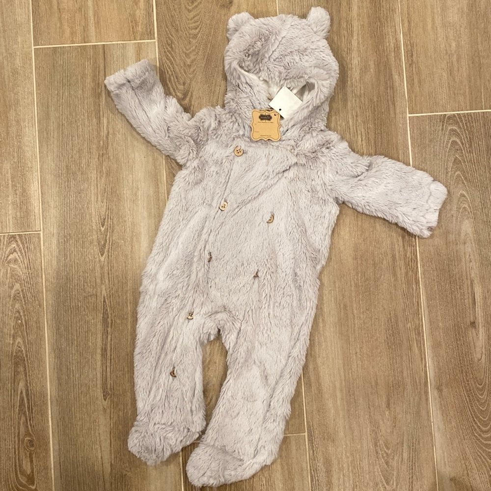 Mud Pie Fuzzy Bear Onesie